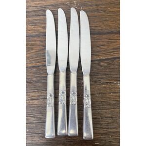 4 Oneida Community Morning Star Pattern Silverplate Flatware Dinner Knives